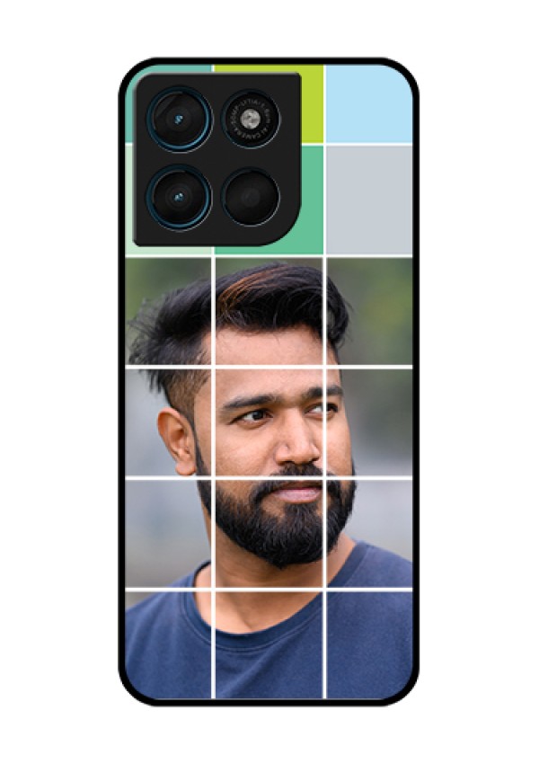Motorola Moto G67 Power Custom Glass Phone Case - With White Box Pattern