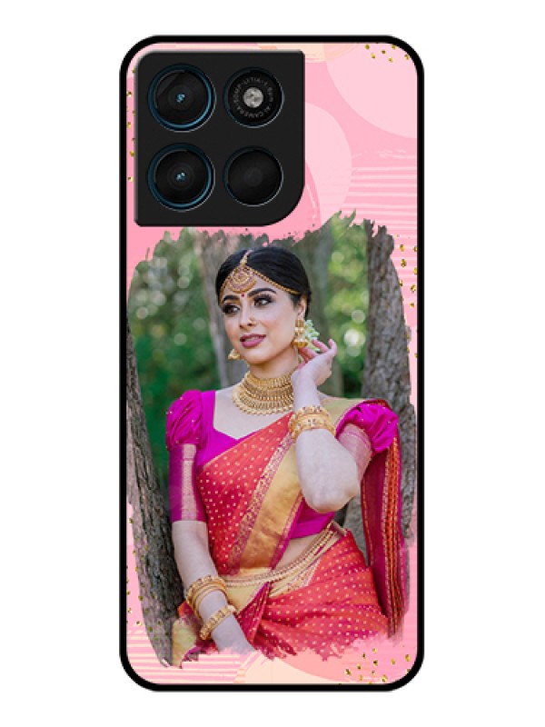 Custom Motorola Moto G67 Power Custom Glass Phone Case - Gold Glitter Splash Design