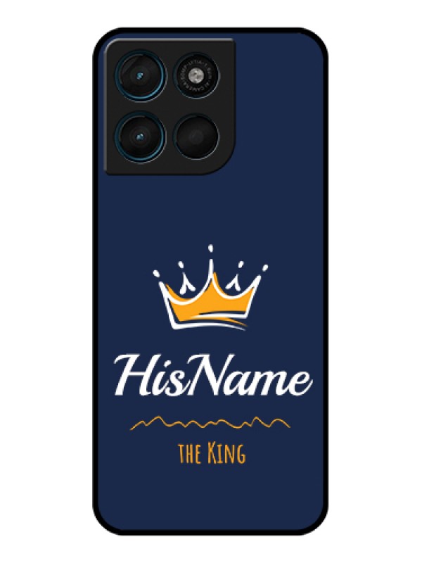Custom Motorola Moto G67 Power Custom Glass Phone Case - King With Name Design