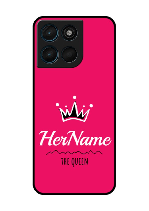 Motorola Moto G67 Power Custom Glass Phone Case - Queen With Name Design