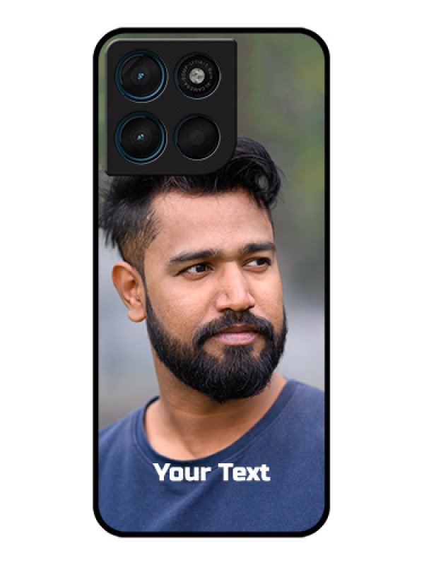 Custom Motorola Moto G67 Power Custom Glass Phone Case - Photo With Text Design