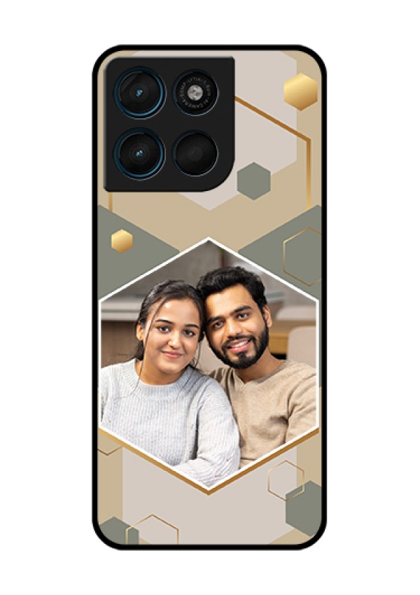 Motorola Moto G67 Power Custom Glass Phone Case - Stylish Hexagon Pattern Design