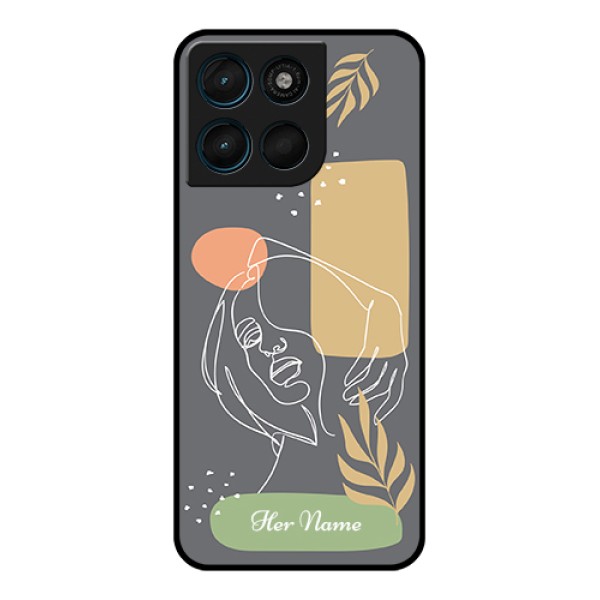 Motorola Moto G67 Power Custom Glass Phone Case - Gazing Woman Line Art Design Motorola Moto G67 Power Custom Glass Phone Case - Gazing Woman Line Art Design
