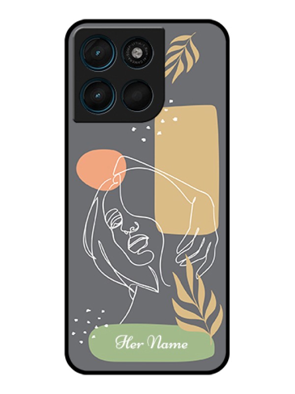 Custom Motorola Moto G67 Power Custom Glass Phone Case - Gazing Woman Line Art Design