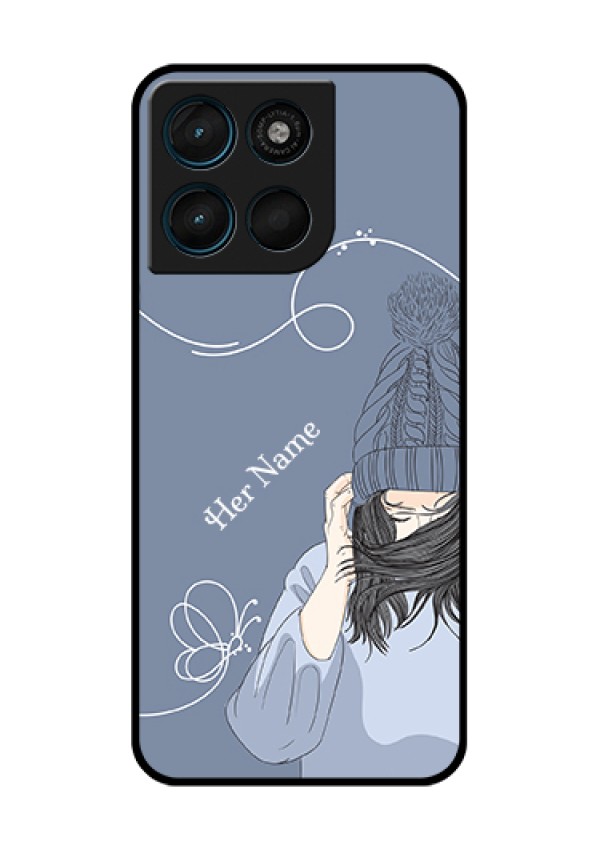 Motorola Moto G67 Power Custom Glass Phone Case - Girl In Winter Outfit Design
