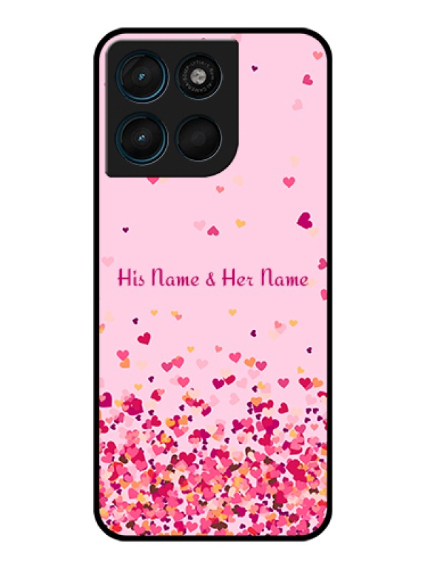 Custom Motorola Moto G67 Power Custom Glass Phone Case - Floating Hearts Design