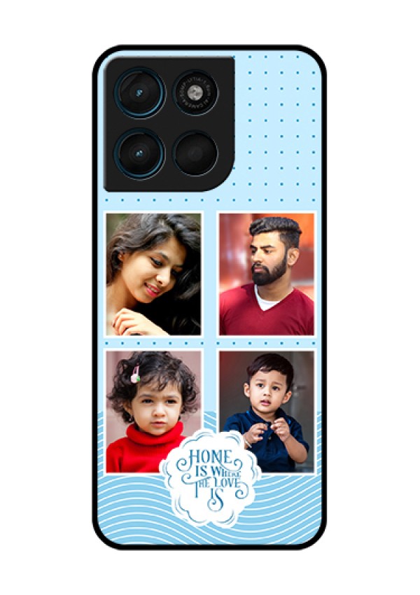 Motorola Moto G67 Power Custom Glass Phone Case - Cute Love Quote With 4 Pic Upload Design