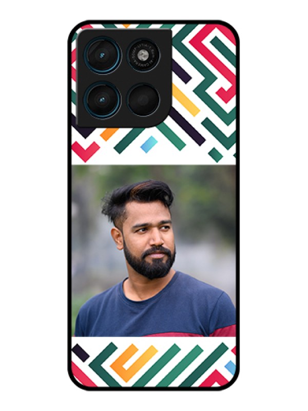 Custom Motorola Moto G67 Power Custom Glass Phone Case - Colorful Maze Pattern Design