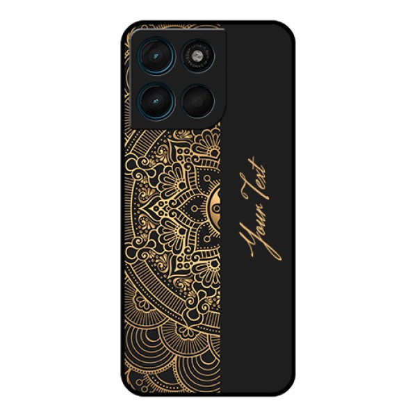 Motorola Moto G67 Power Custom Glass Phone Case - Mandala Art With Custom Text Design