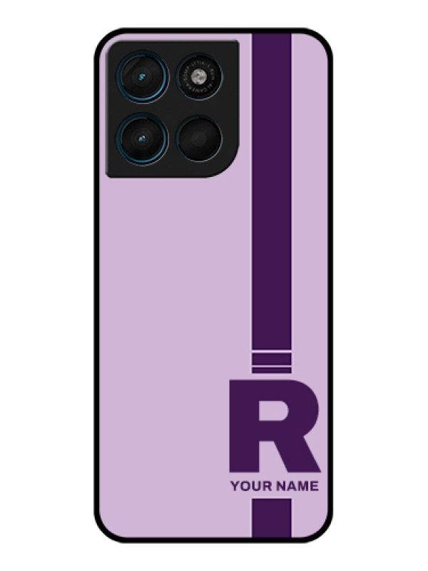 Custom Motorola Moto G67 Power Custom Glass Phone Case - Simple Dual Tone Stripe With Name Design