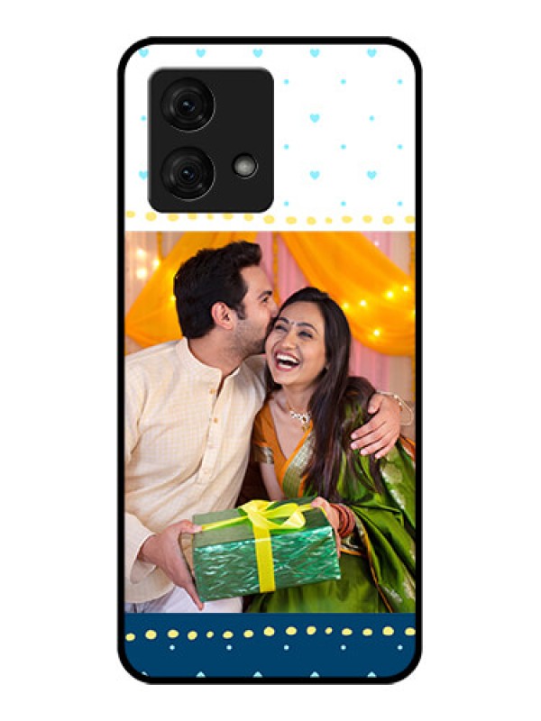 Custom Motorola Moto G84 5G Custom Glass Phone Case - White And Blue Abstract Design