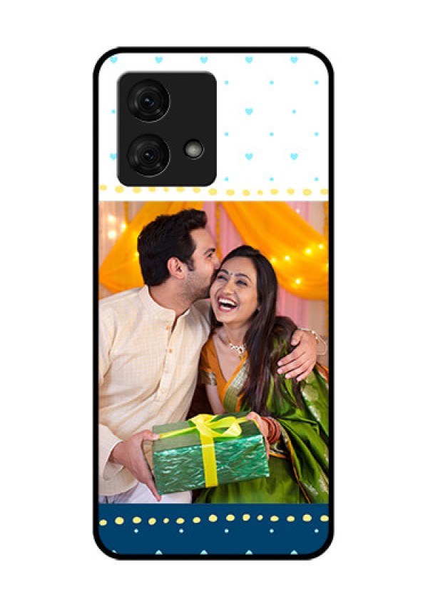 Motorola Moto G84 5G Custom Glass Phone Case - White And Blue Abstract Design