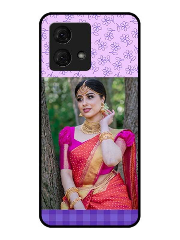 Custom Motorola Moto G84 5G Custom Glass Phone Case - Purple Floral Design