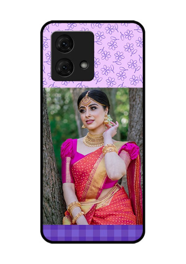 Motorola Moto G84 5G Custom Glass Phone Case - Purple Floral Design