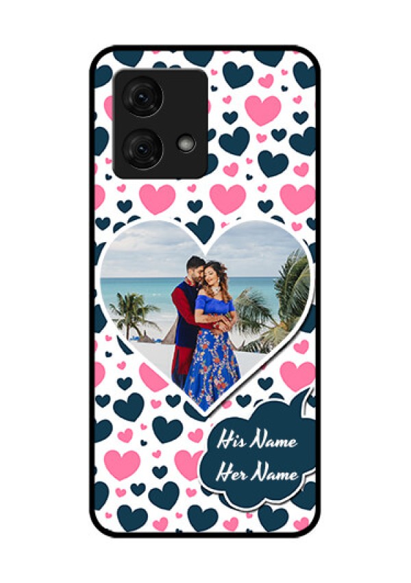 Motorola Moto G84 5G Custom Glass Phone Case - Pink & Blue Heart Design