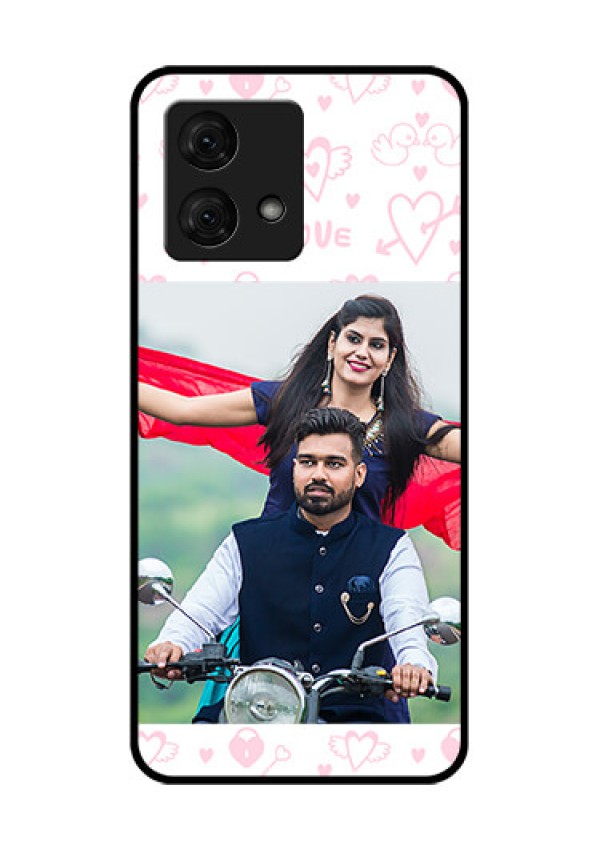 Motorola Moto G84 5G Custom Glass Phone Case - Pink Flying Heart Design