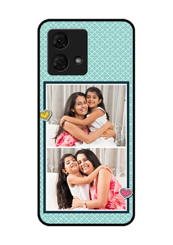 Motorola Moto G84 5G Custom Glass Phone Case - 2 Image Holder With Pattern Design