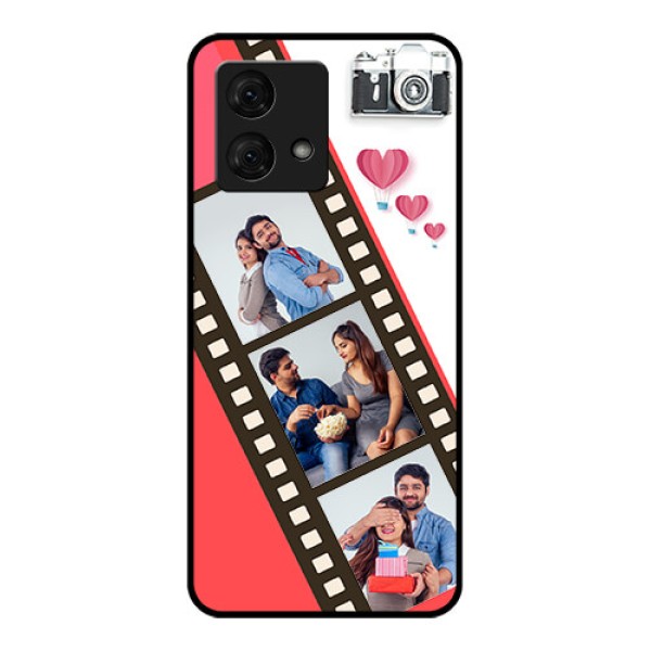 Motorola Moto G84 5G Custom Glass Phone Case - 3 Image Holder With Film Reel Motorola Moto G84 5G Custom Glass Phone Case - 3 Image Holder With Film Reel
