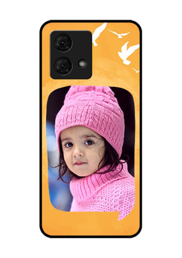 Motorola Moto G84 5G Custom Glass Phone Case - Water Color Design With Bird Icons