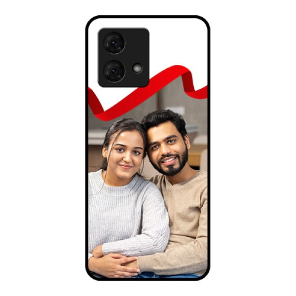 Motorola Moto G84 5G Custom Glass Phone Case - Red Ribbon Frame Design
