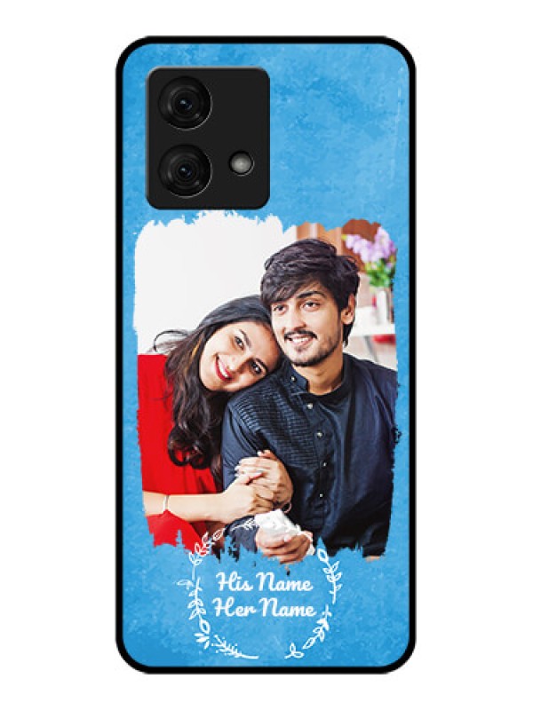 Custom Motorola Moto G84 5G Custom Glass Phone Case - Blue Color Vintage Design