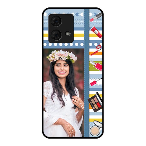 Motorola Moto G84 5G Custom Glass Phone Case - Makeup Icons Design