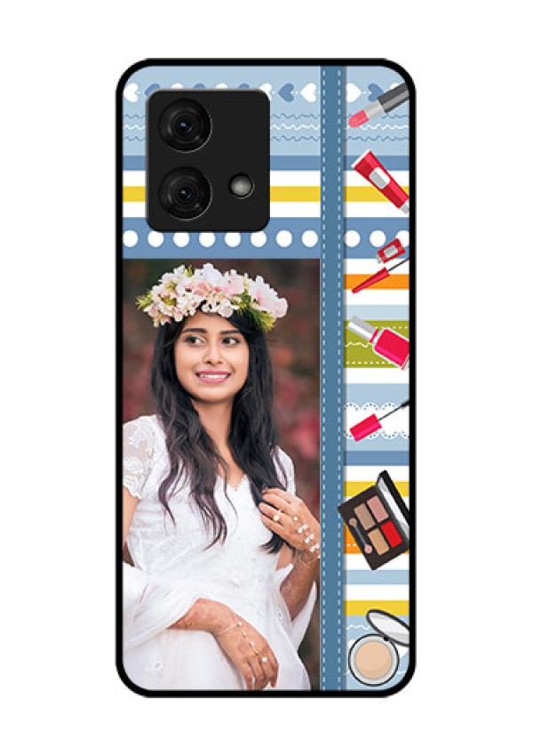 Motorola Moto G84 5G Custom Glass Phone Case - Makeup Icons Design