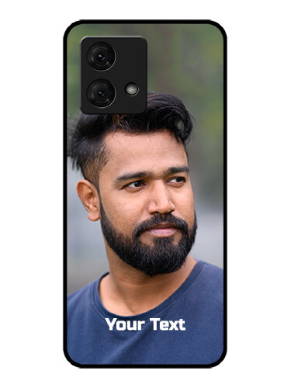 Custom Motorola Moto G84 5G Custom Glass Phone Case - Photo With Text Design