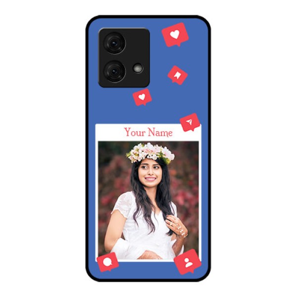 Motorola Moto G84 5G Custom Glass Phone Case - Like Share And Comment Design