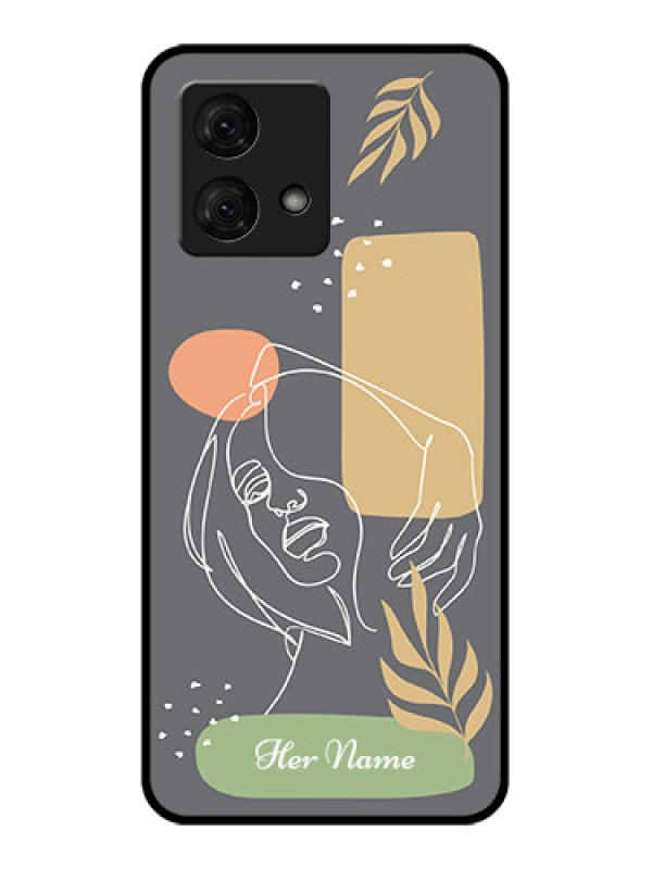 Custom Motorola Moto G84 5G Custom Glass Phone Case - Gazing Woman Line Art Design