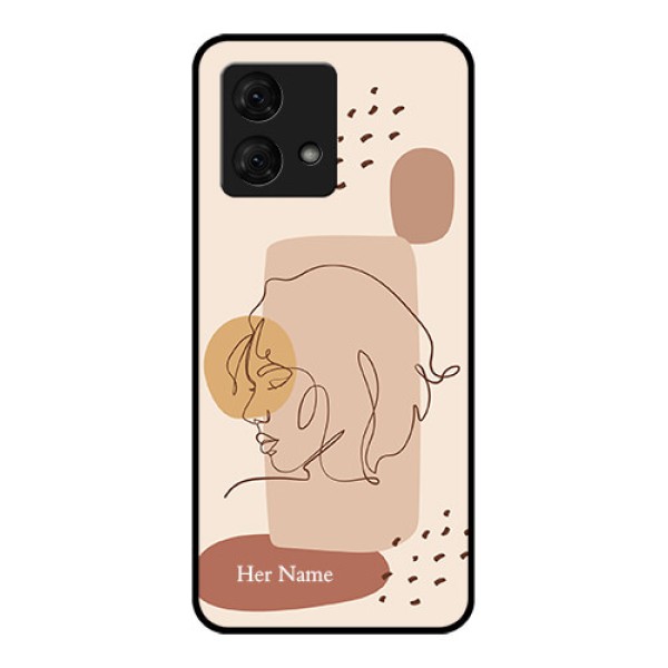 Motorola Moto G84 5G Custom Glass Phone Case - Calm Woman Line Art Design Motorola Moto G84 5G Custom Glass Phone Case - Calm Woman Line Art Design