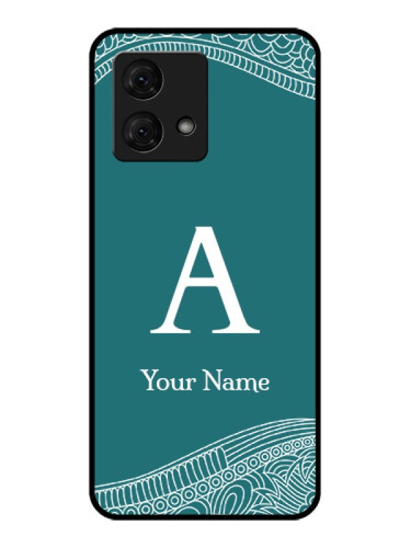 Custom Motorola Moto G84 5G Custom Glass Phone Case - Line Art Pattern With Custom Name Design