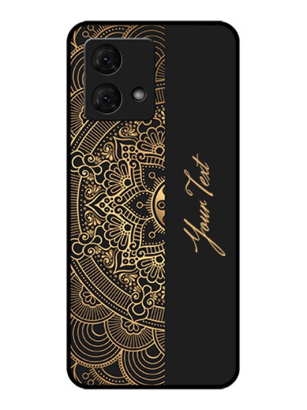 Custom Motorola Moto G84 5G Custom Glass Phone Case - Mandala Art With Custom Text Design