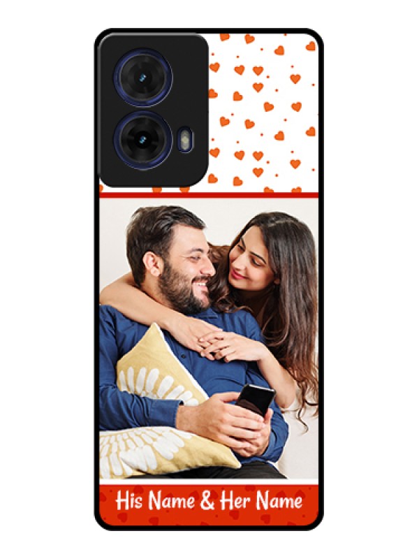 Custom Moto G85 5G Custom Glass Phone Case - Orange Love Symbol Design