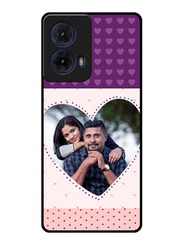 Custom Moto G85 5G Custom Glass Phone Case - Violet Love Dots Design