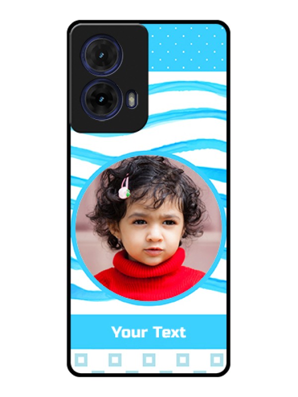 Custom Moto G85 5G Custom Glass Phone Case - Simple Blue Case Design