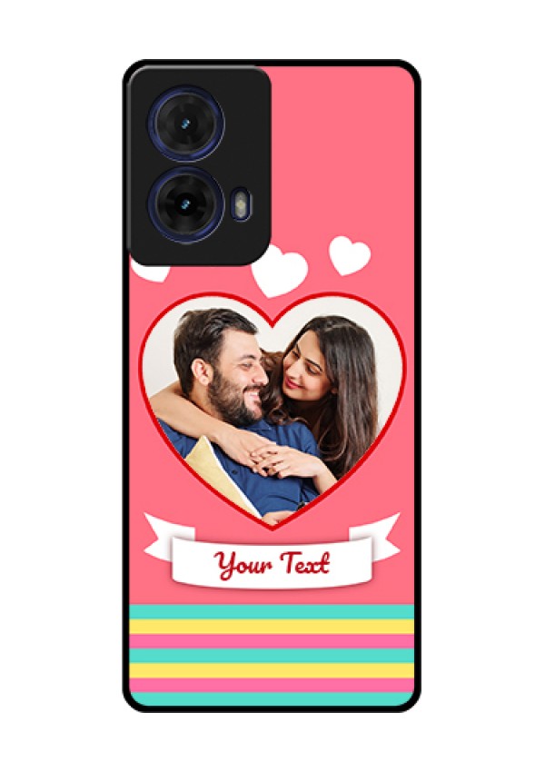 Moto G85 5G Custom Glass Phone Case - Love Shapes Doodle Design