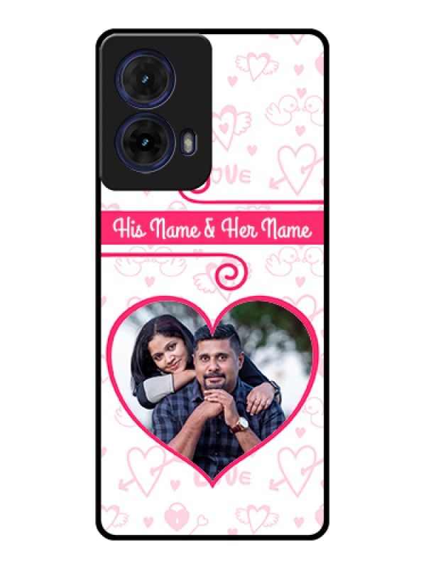 Custom Moto G85 5G Custom Glass Phone Case - Heart Shape Love Design