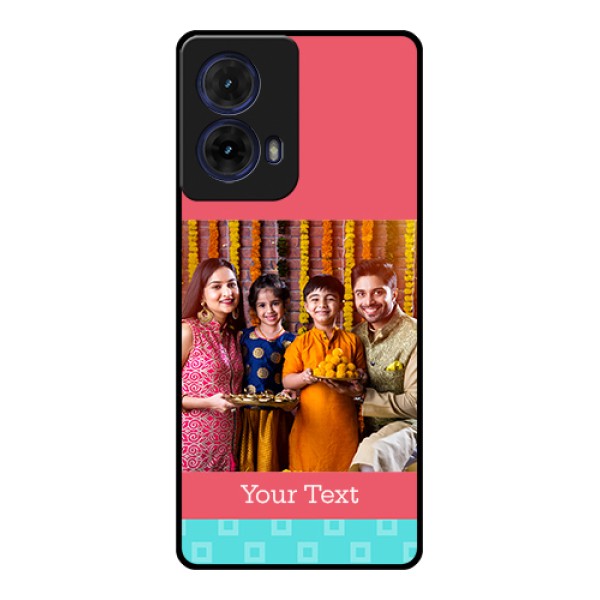 Moto G85 5G Custom Glass Phone Case - Peach & Blue Color Design Moto G85 5G Custom Glass Phone Case - Peach & Blue Color Design