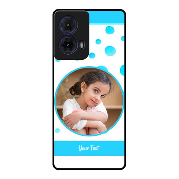 Moto G85 5G Custom Glass Phone Case - Blue Bubbles Pattern Design Moto G85 5G Custom Glass Phone Case - Blue Bubbles Pattern Design