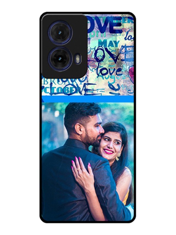Custom Moto G85 5G Custom Glass Phone Case - Colorful Love Design