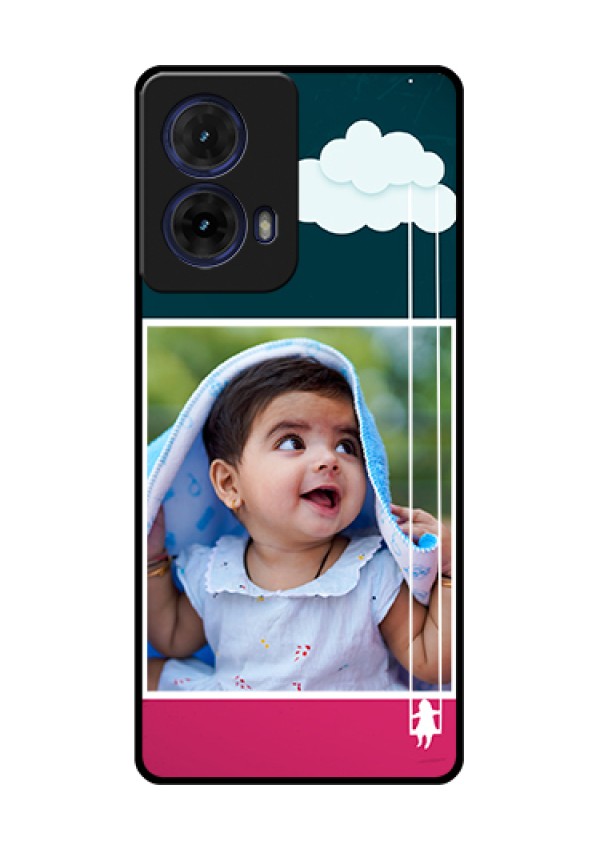 Moto G85 5G Custom Glass Phone Case - Cute Girl With Cloud Design