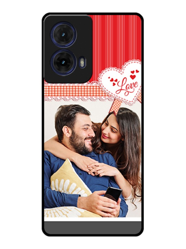 Custom Moto G85 5G Custom Glass Phone Case - Red Love Pattern Design