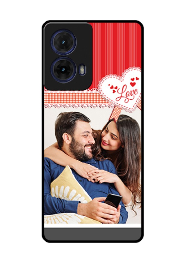 Moto G85 5G Custom Glass Phone Case - Red Love Pattern Design