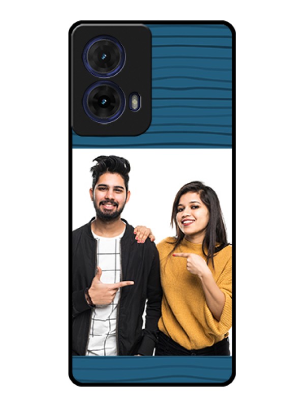 Custom Moto G85 5G Custom Glass Phone Case - Blue Pattern Cover Design