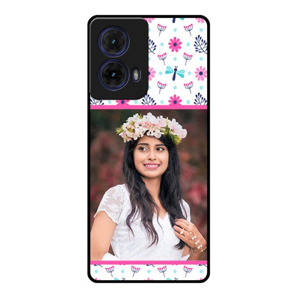 Moto G85 5G Custom Glass Phone Case - Colorful Flower Design