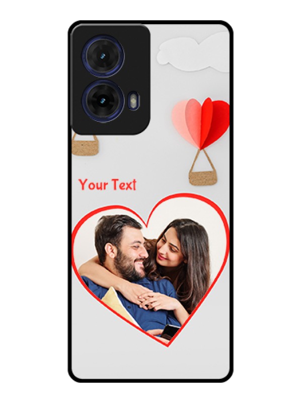 Custom Moto G85 5G Custom Glass Phone Case - Parachute Love Design