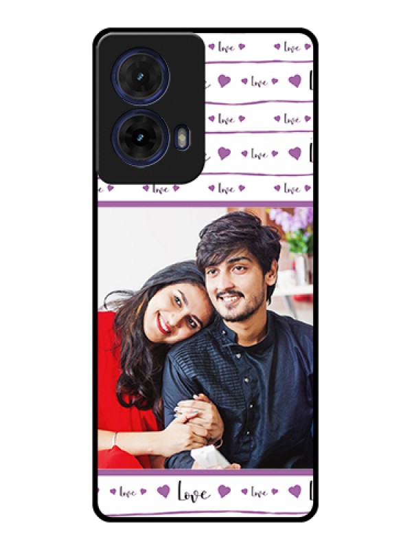 Custom Moto G85 5G Custom Glass Phone Case - Couples Heart Design
