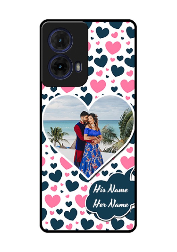 Moto G85 5G Custom Glass Phone Case - Pink & Blue Heart Design