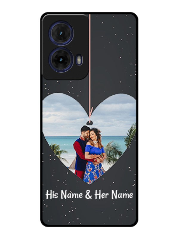 Custom Moto G85 5G Custom Glass Phone Case - Hanging Heart Design